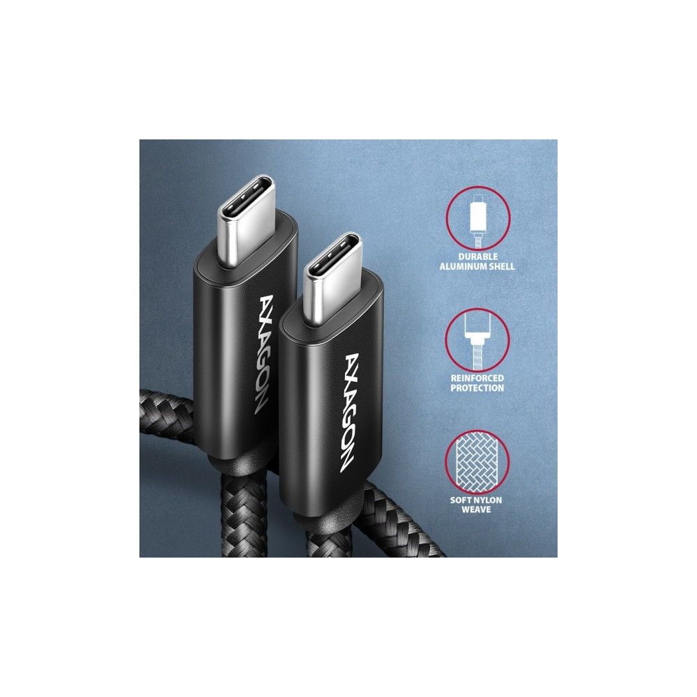 Produktbild för AXAGON BUCM2-CM25AB - USB typ C-kabel - 24 pin USB-C till 24 pin USB-C - 2.5 m