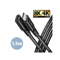 Produktbild för AXAGON BUCM32-CF15AB - USB-förlängningskabel - 24 pin USB-C till 24 pin USB-C - 1.5 m