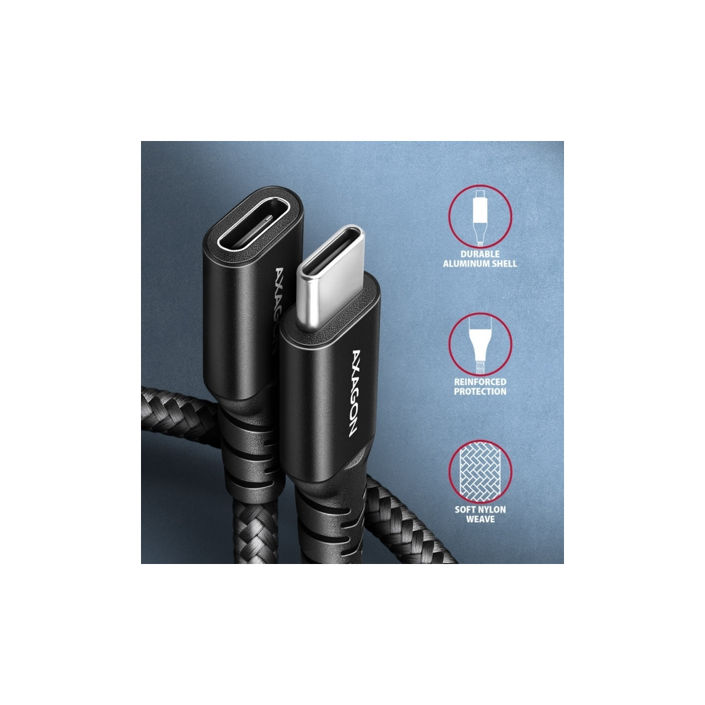 Produktbild för AXAGON BUCM32-CF15AB - USB-förlängningskabel - 24 pin USB-C till 24 pin USB-C - 1.5 m