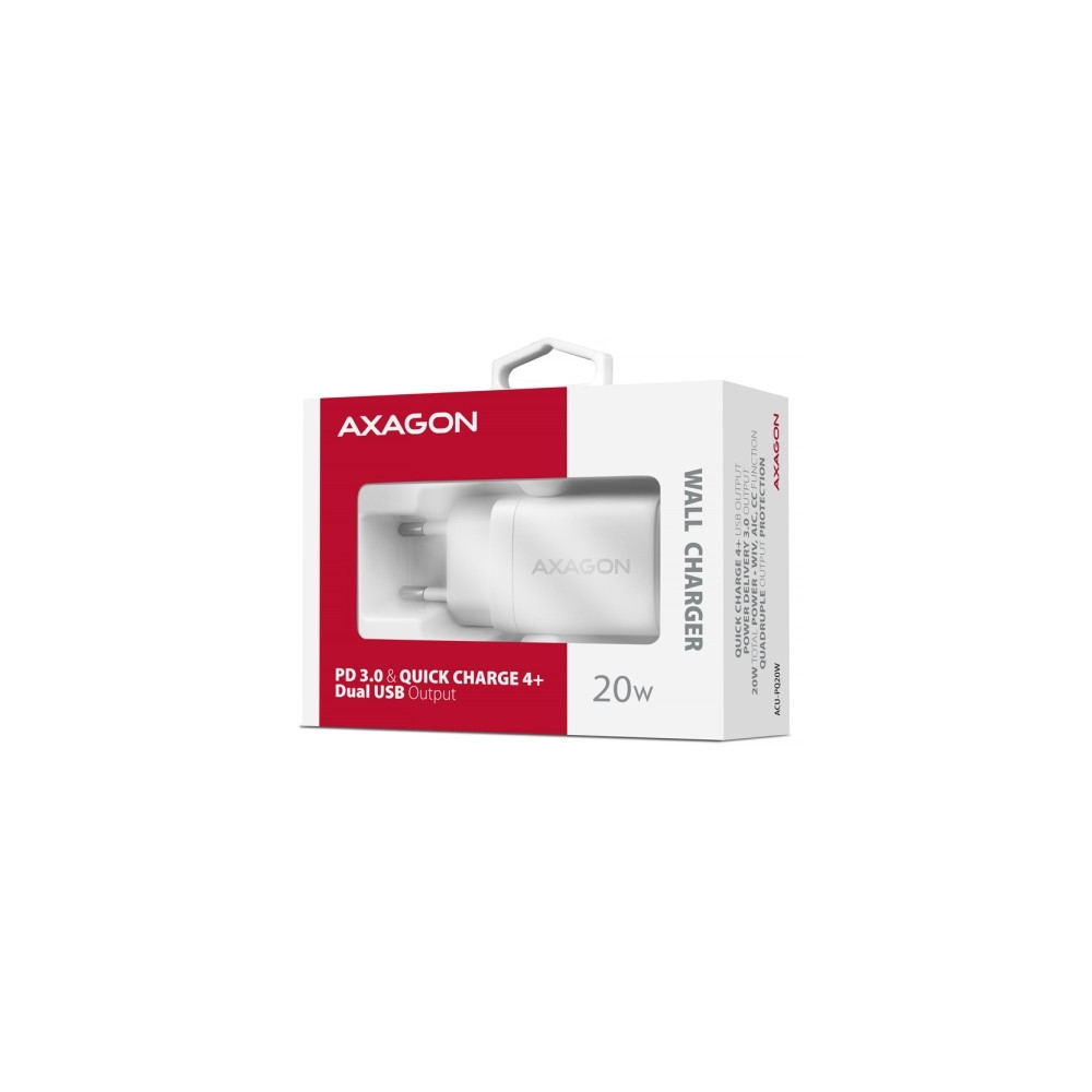Produktbild för AXAGON ACU-PQ20W strömadapter - USB typ A, USB-C - 20 Watt