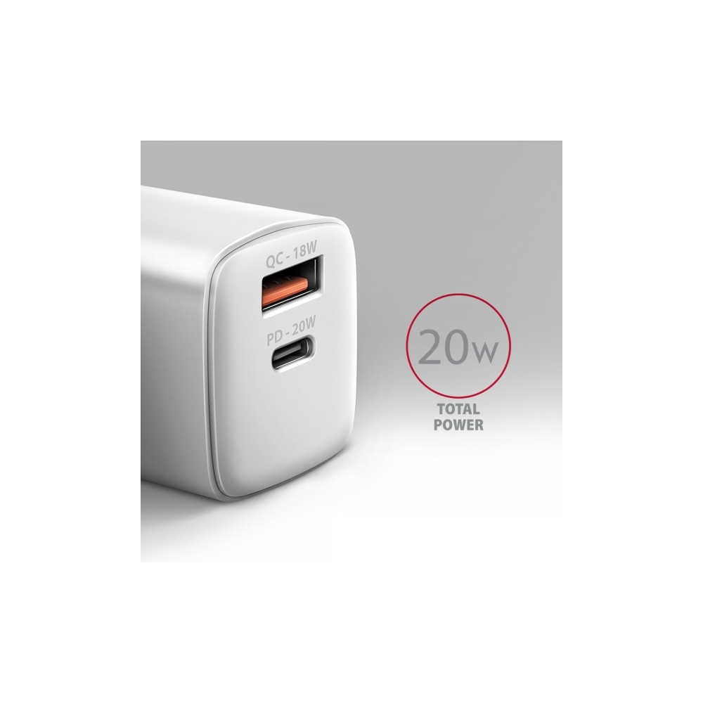 Produktbild för AXAGON ACU-PQ20W strömadapter - USB typ A, USB-C - 20 Watt