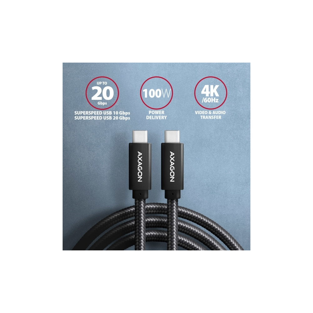 Produktbild för AXAGON BUCM32-CM15AB - USB typ C-kabel - 24 pin USB-C till 24 pin USB-C - 1.5 m