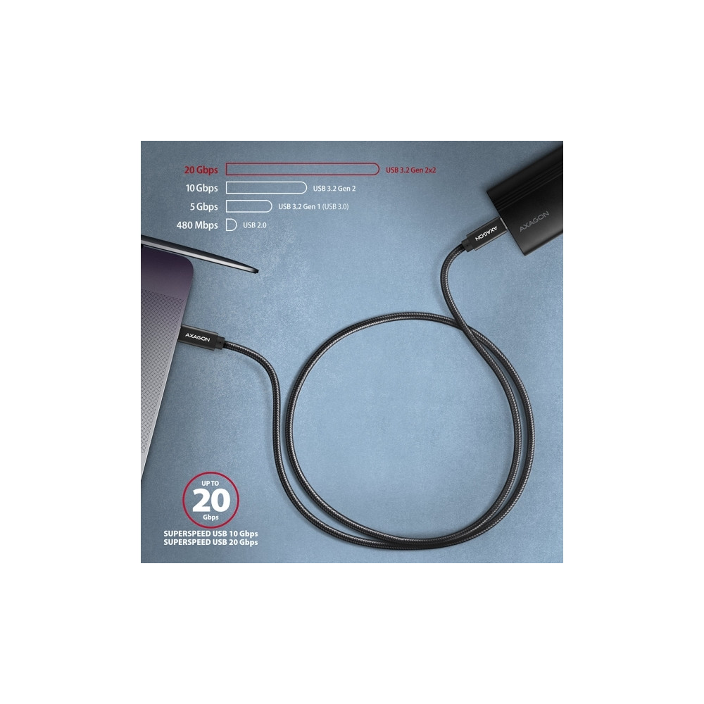 Produktbild för AXAGON BUCM32-CM15AB - USB typ C-kabel - 24 pin USB-C till 24 pin USB-C - 1.5 m