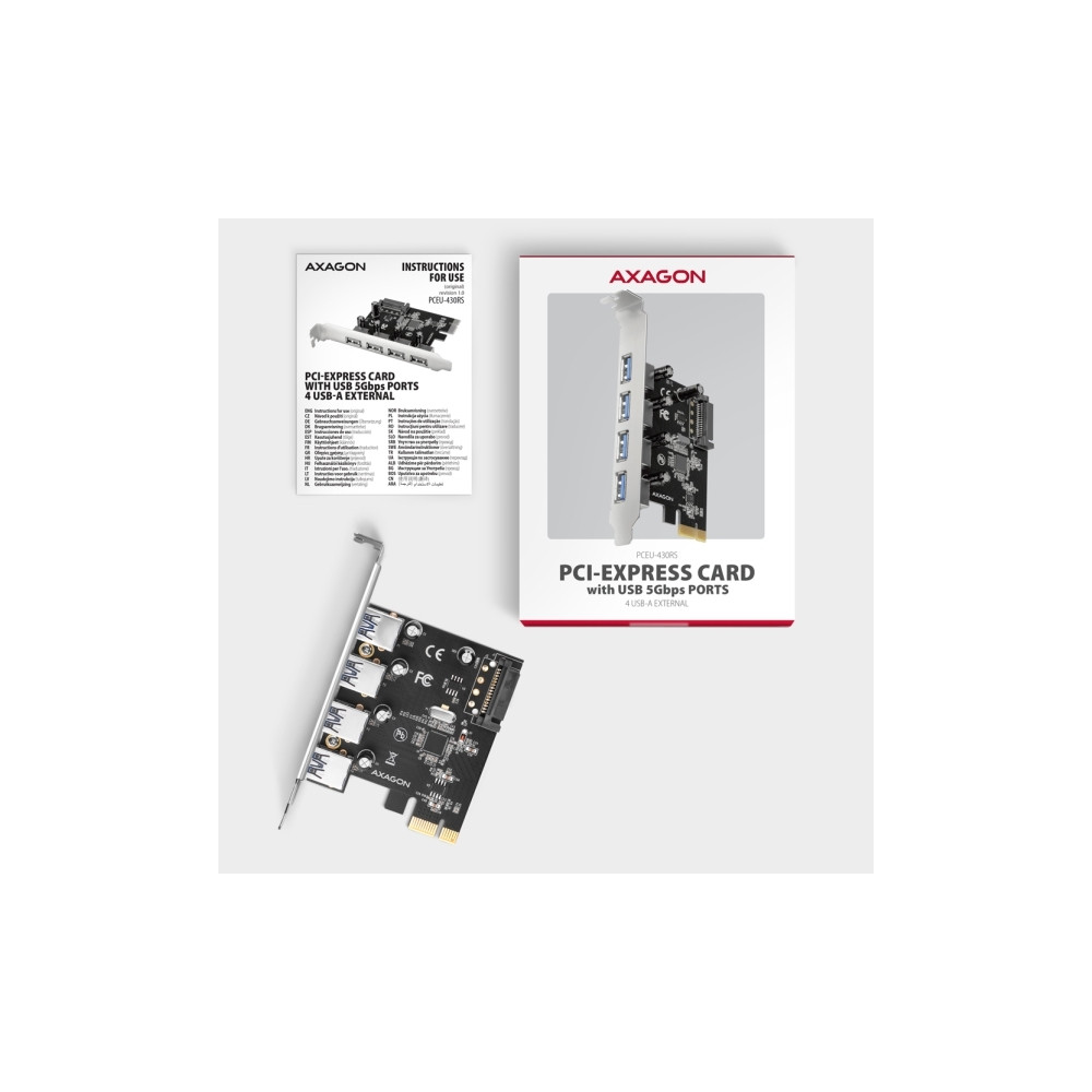 Produktbild för AXAGON PCEU-430RS - USB-adapter - PCIe 2.0 x16