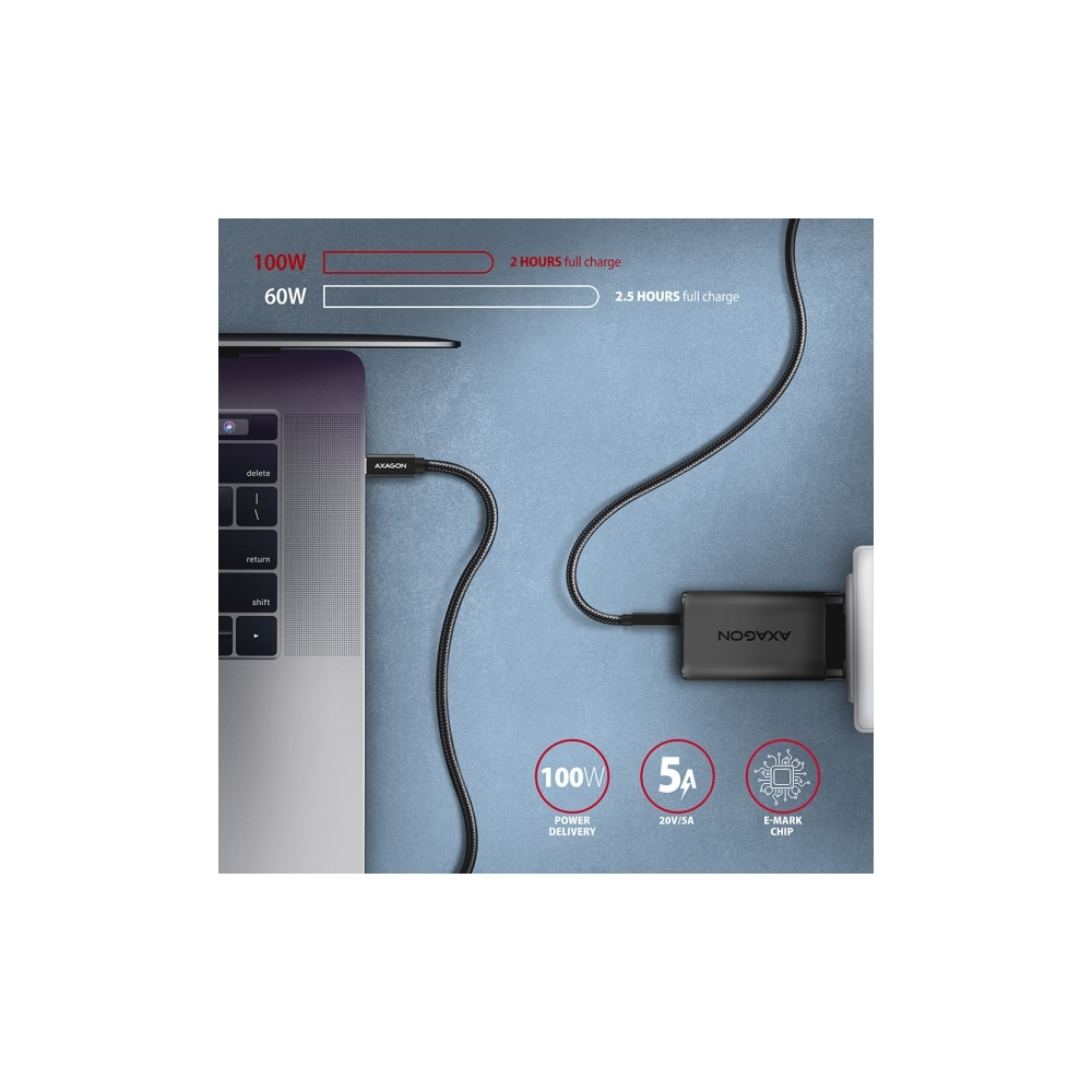 Produktbild för AXAGON BUCM32-CM05AB - USB typ C-kabel - 24 pin USB-C till 24 pin USB-C - 50 cm