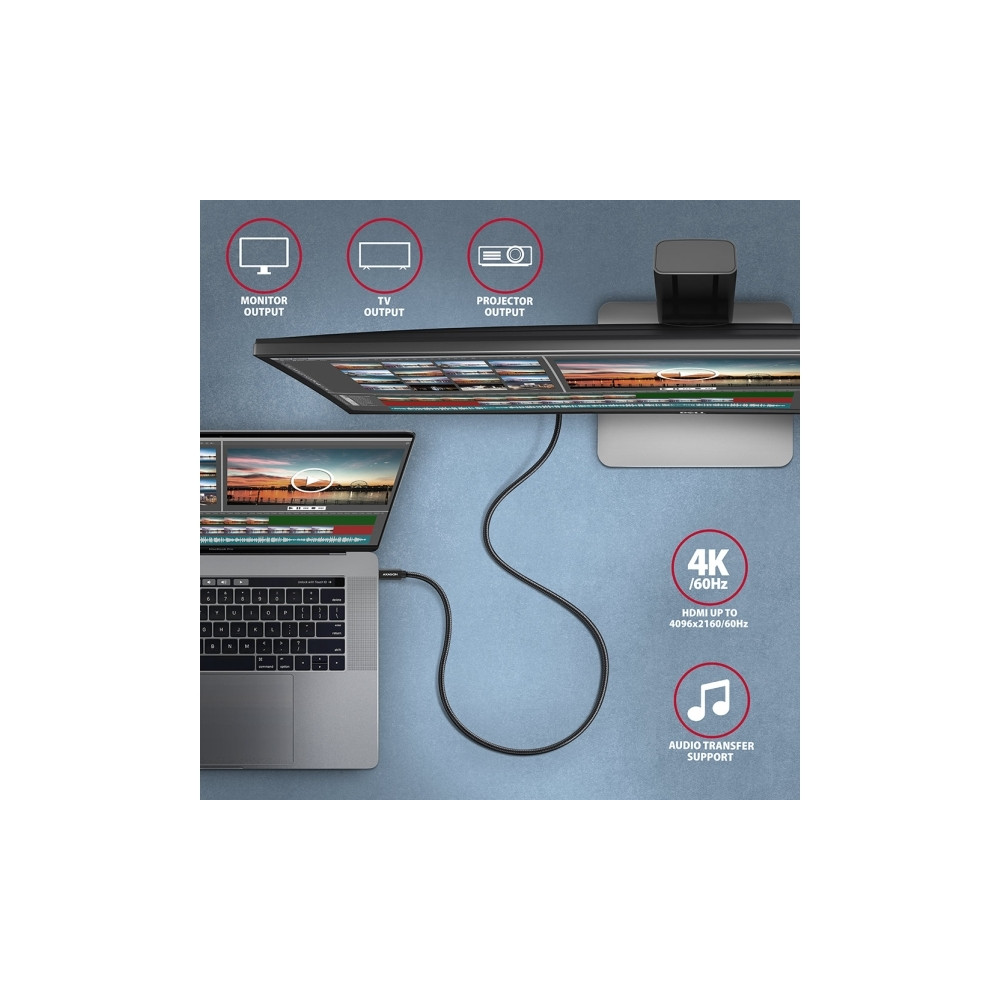 Produktbild för AXAGON BUCM32-CM05AB - USB typ C-kabel - 24 pin USB-C till 24 pin USB-C - 50 cm