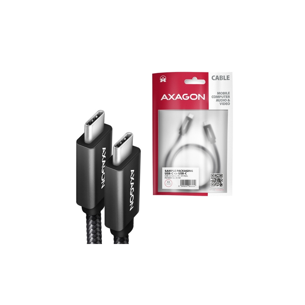 Produktbild för AXAGON BUCM32-CM05AB - USB typ C-kabel - 24 pin USB-C till 24 pin USB-C - 50 cm