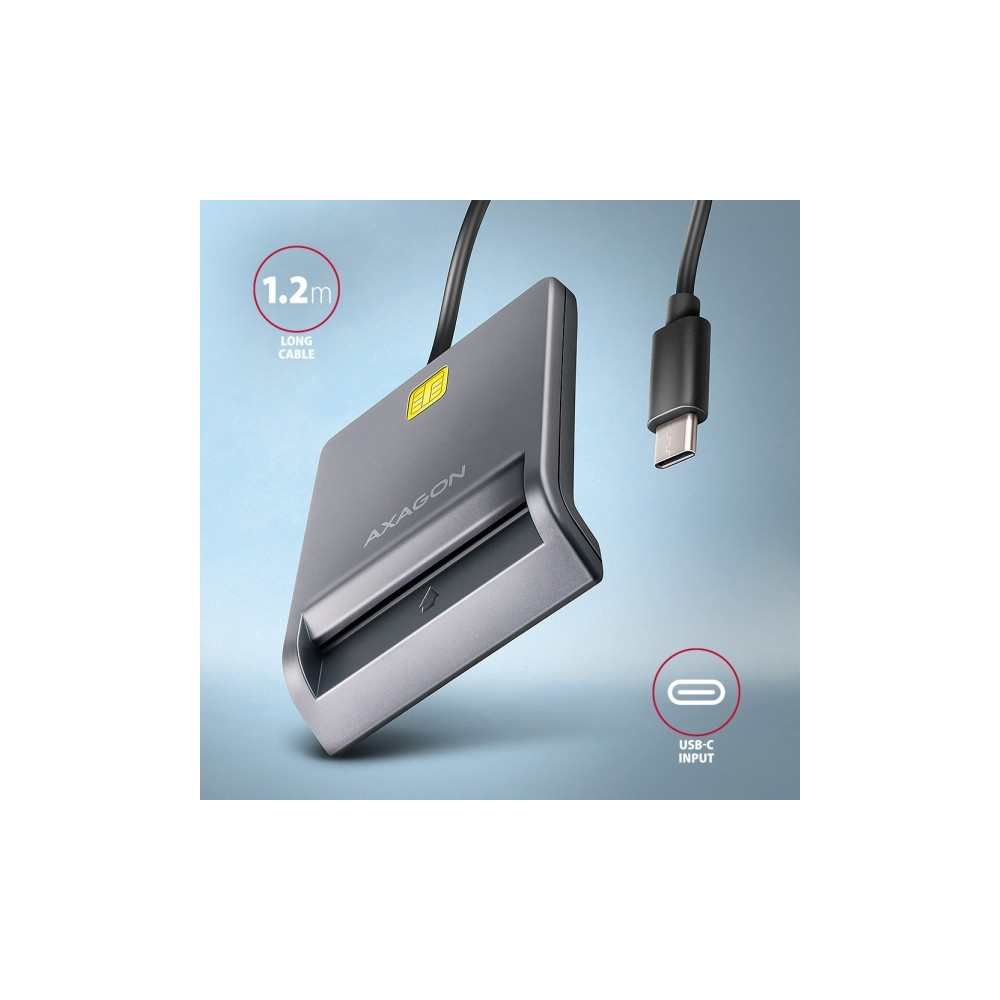 Produktbild för AXAGON CRE-SM3TC - SMART-kortläsare - USB-C 2.0