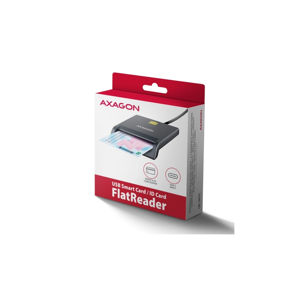 Produktbild för AXAGON CRE-SM3TC - SMART-kortläsare - USB-C 2.0