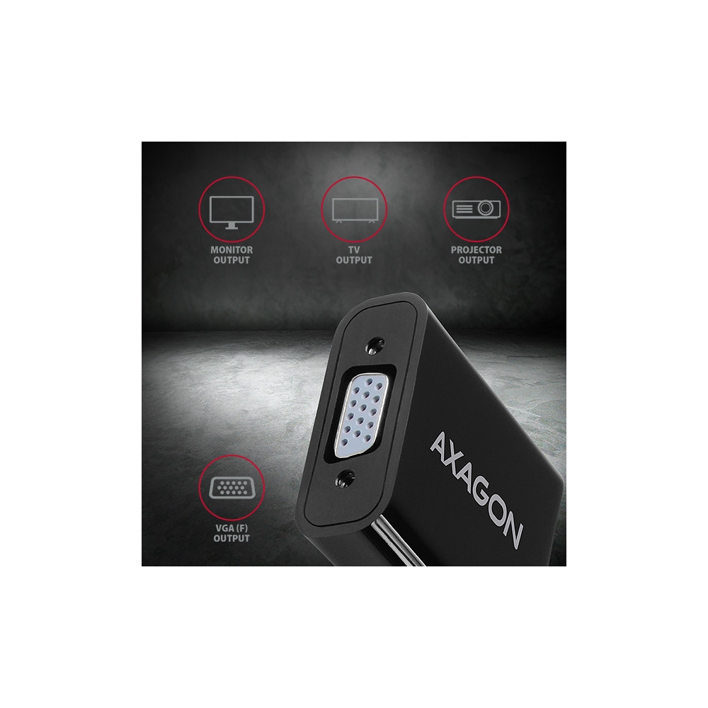 Produktbild för AXAGON videokort - HDMI/VGA/ljud - 17 cm
