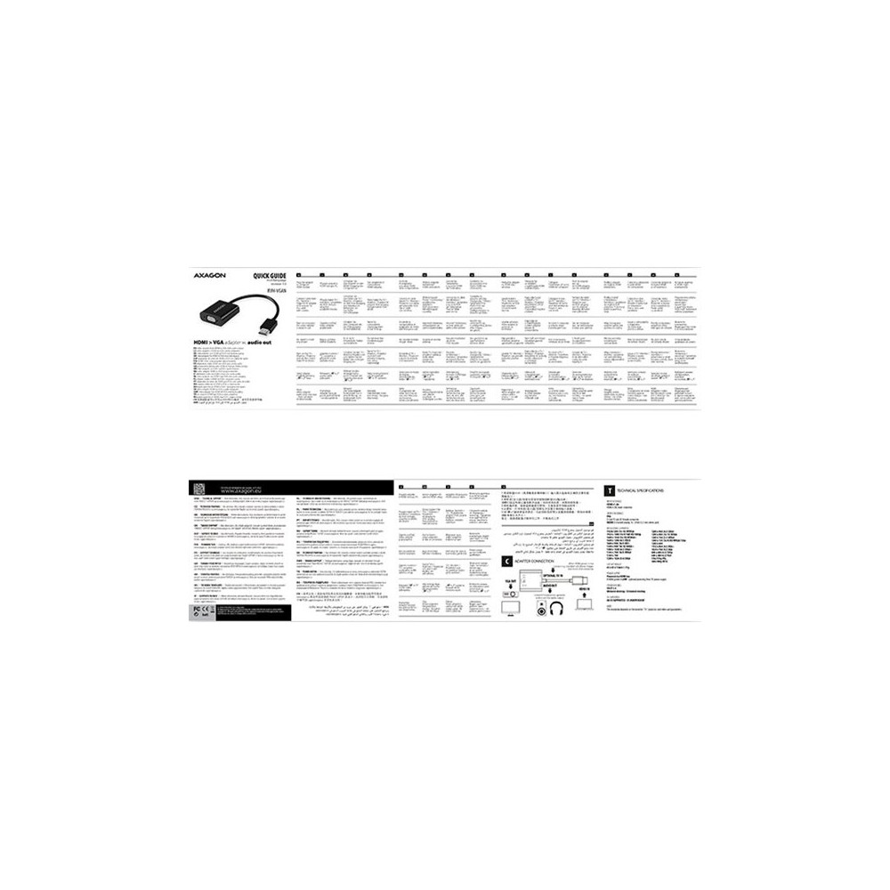 Produktbild för AXAGON videokort - HDMI/VGA/ljud - 17 cm