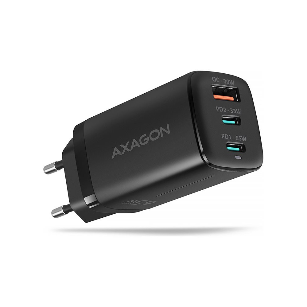 Produktbild för AXAGON ACU-DPQ65 strömadapter - USB typ A, 2 x USB-C - 65 Watt