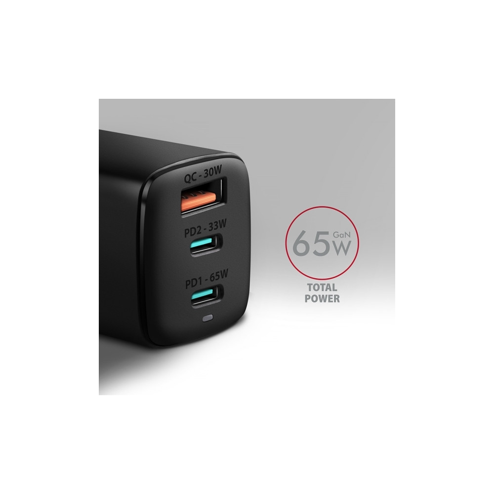 Produktbild för AXAGON ACU-DPQ65 strömadapter - USB typ A, 2 x USB-C - 65 Watt