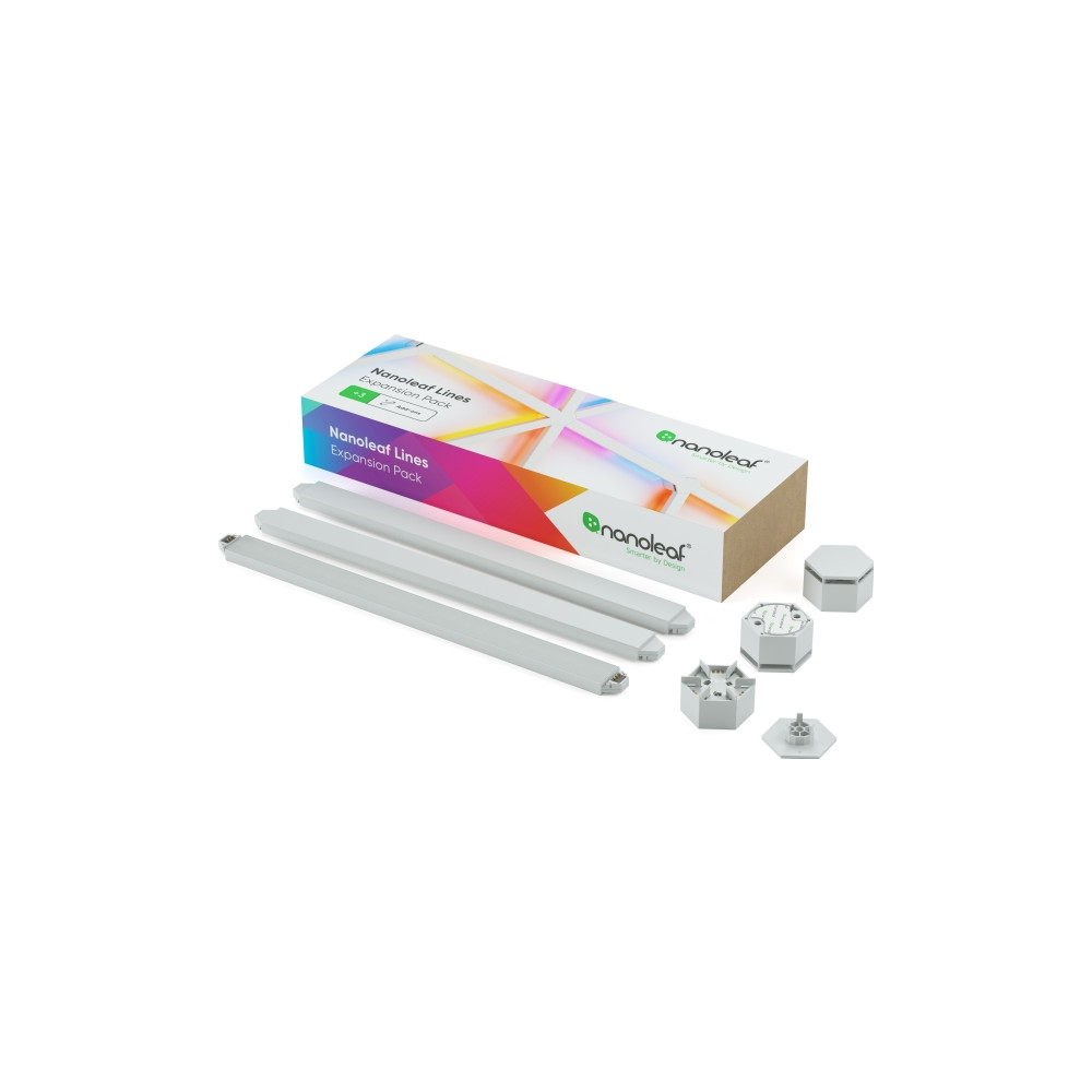 Produktbild för Nanoleaf Lines Expansion Pack - trådlös belysningsuppsättning - LED x 3 - 2 W - 16 miljoner färger - 1200-6500 K - linjär