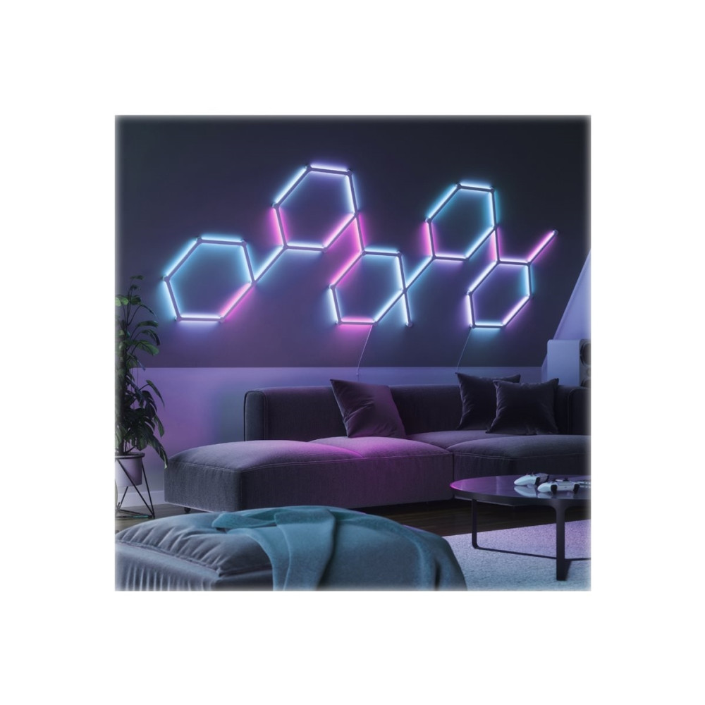 Produktbild för Nanoleaf Lines Expansion Pack - trådlös belysningsuppsättning - LED x 3 - 2 W - 16 miljoner färger - 1200-6500 K - linjär