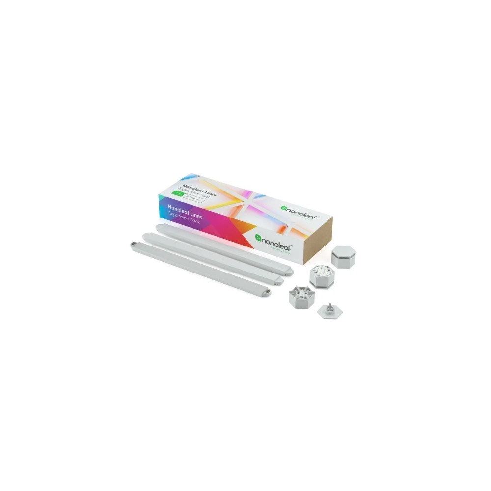 Produktbild för Nanoleaf Lines Expansion Pack - trådlös belysningsuppsättning - LED x 3 - 2 W - 16 miljoner färger - 1200-6500 K - linjär