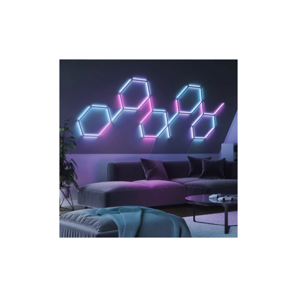Produktbild för Nanoleaf Lines Expansion Pack - trådlös belysningsuppsättning - LED x 3 - 2 W - 16 miljoner färger - 1200-6500 K - linjär