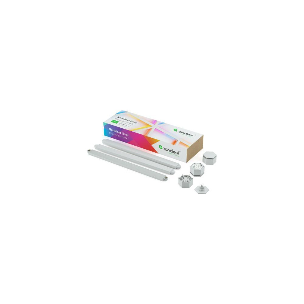 Produktbild för Nanoleaf Lines Expansion Pack - trådlös belysningsuppsättning - LED x 3 - 2 W - 16 miljoner färger - 1200-6500 K - linjär