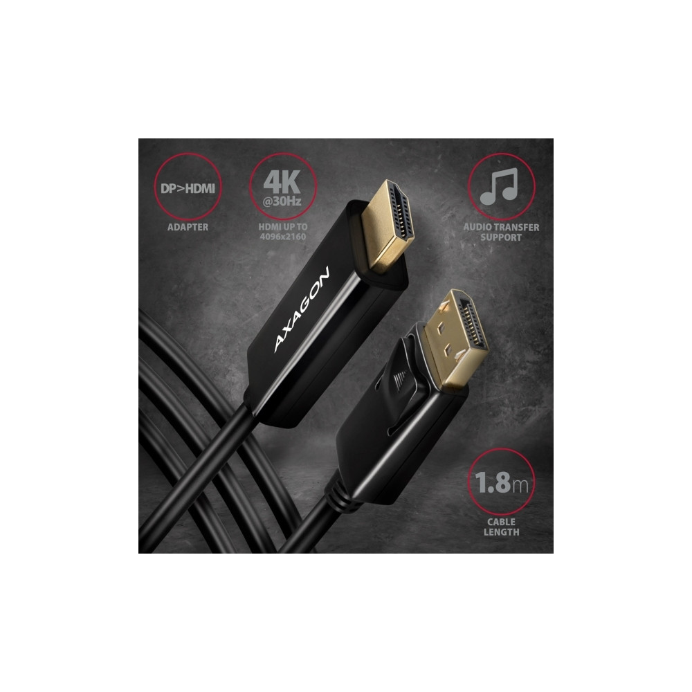 Produktbild för Axagon RVD-HI14N, 0,18 m, DisplayPort, HDMI, Hankoppling, Ho...