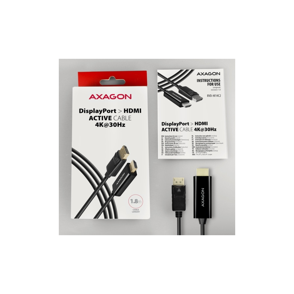Produktbild för Axagon RVD-HI14N, 0,18 m, DisplayPort, HDMI, Hankoppling, Ho...