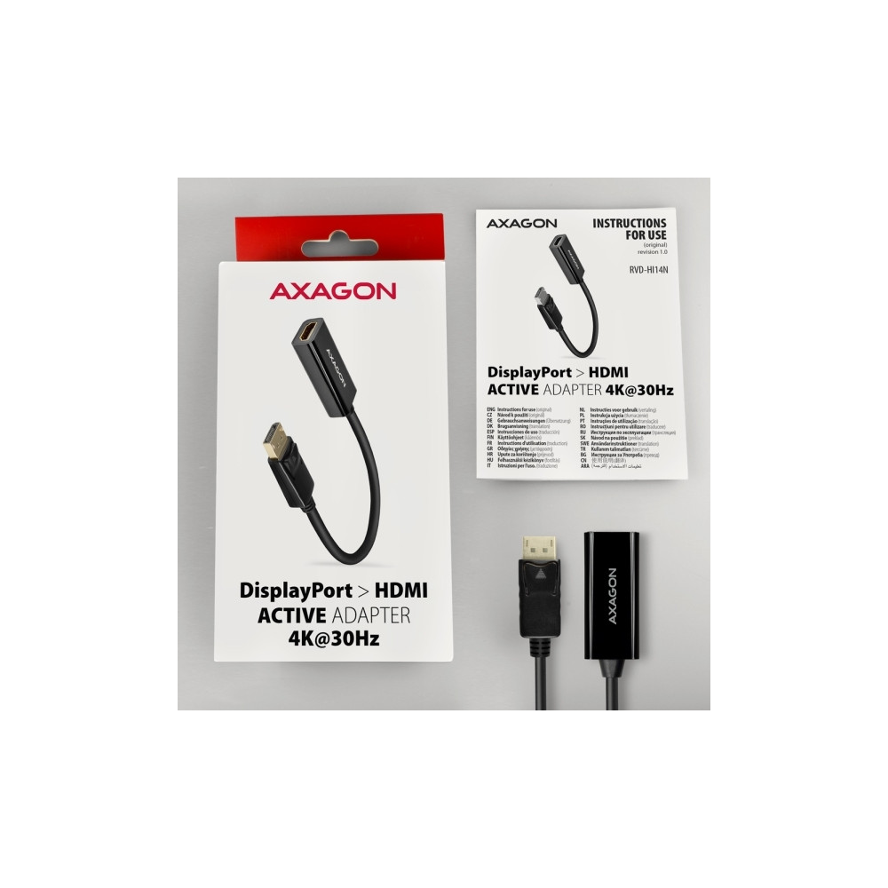 Produktbild för Axagon RVD-HI14N, 0,18 m, DisplayPort, HDMI, Hankoppling, Ho...