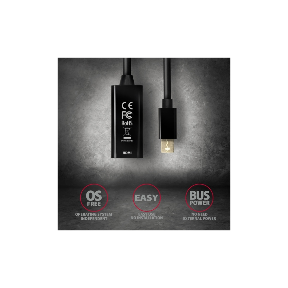 Produktbild för Axagon RVDM-HI14N, 0,15 m, Mini DisplayPort, HDMI, Hankoppli...