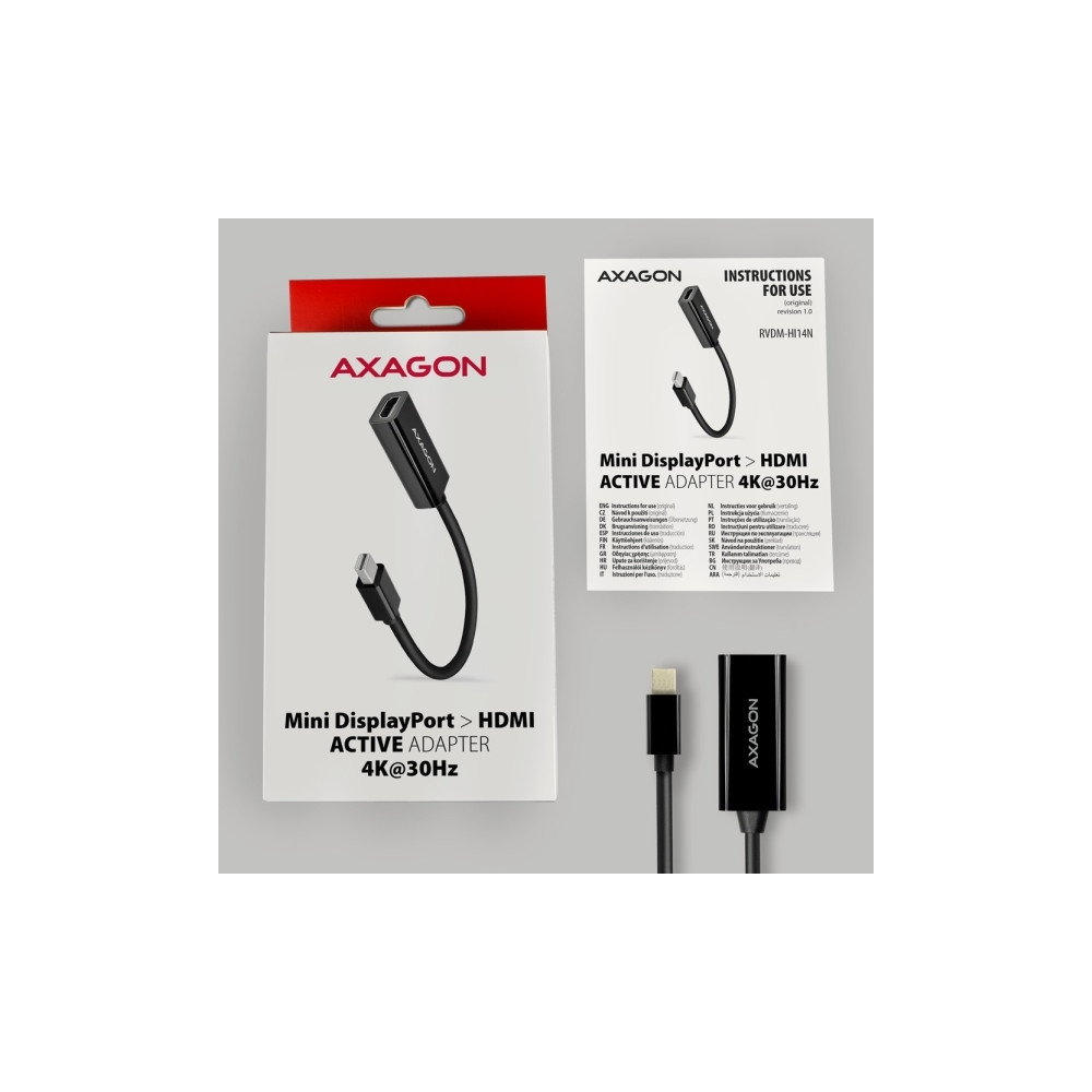Produktbild för Axagon RVDM-HI14N, 0,15 m, Mini DisplayPort, HDMI, Hankoppli...