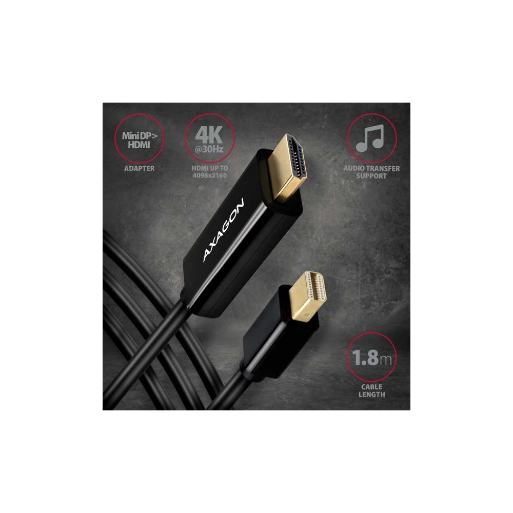 Produktbild för Axagon RVDM-HI14C2 Mini-DisplayPort zu HDMI Adapterkabel 4K/...