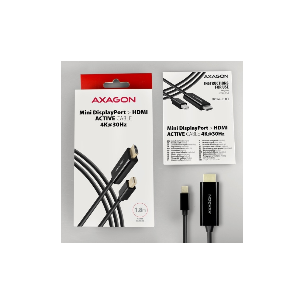 Produktbild för Axagon RVDM-HI14C2 Mini-DisplayPort zu HDMI Adapterkabel 4K/...