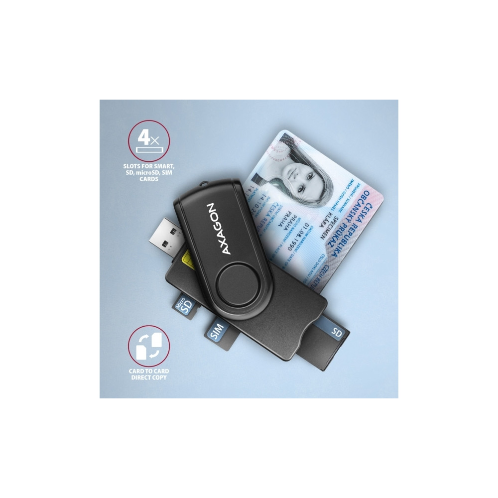 Produktbild för AXAGON SMART-kortläsare - USB 2.0