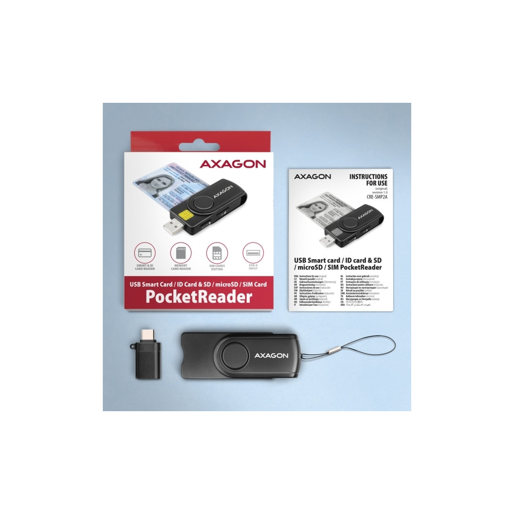 Produktbild för AXAGON SMART-kortläsare - USB 2.0