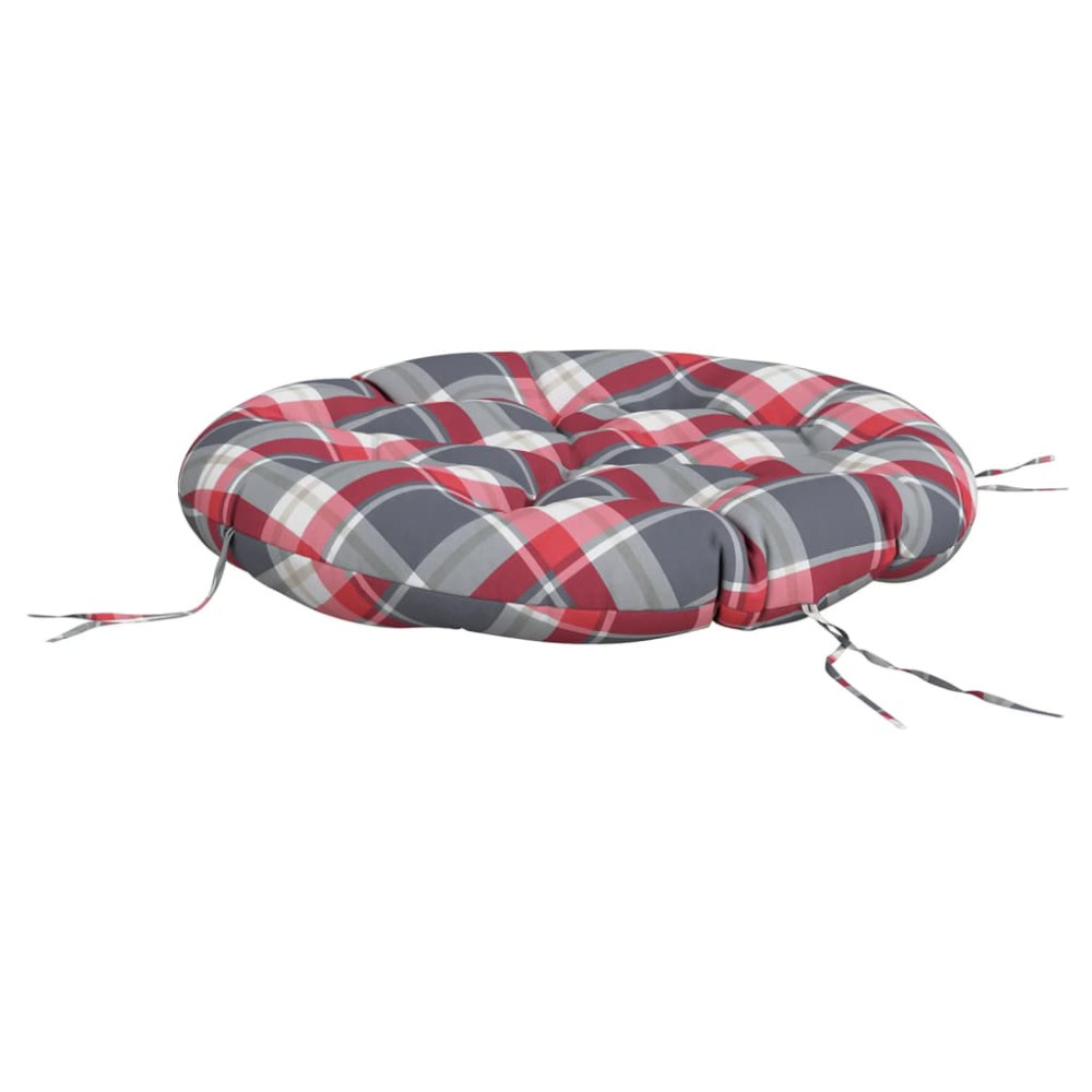 Produktbild för Rund dyna rödrutig Ø 100 x11 cm oxfordtyg