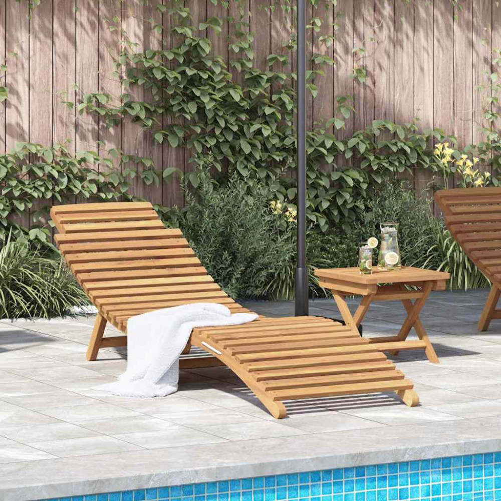 Produktbild för Solstol 2 pcs Brun 198 x 55 x 58,5 cm Massivt teakträ