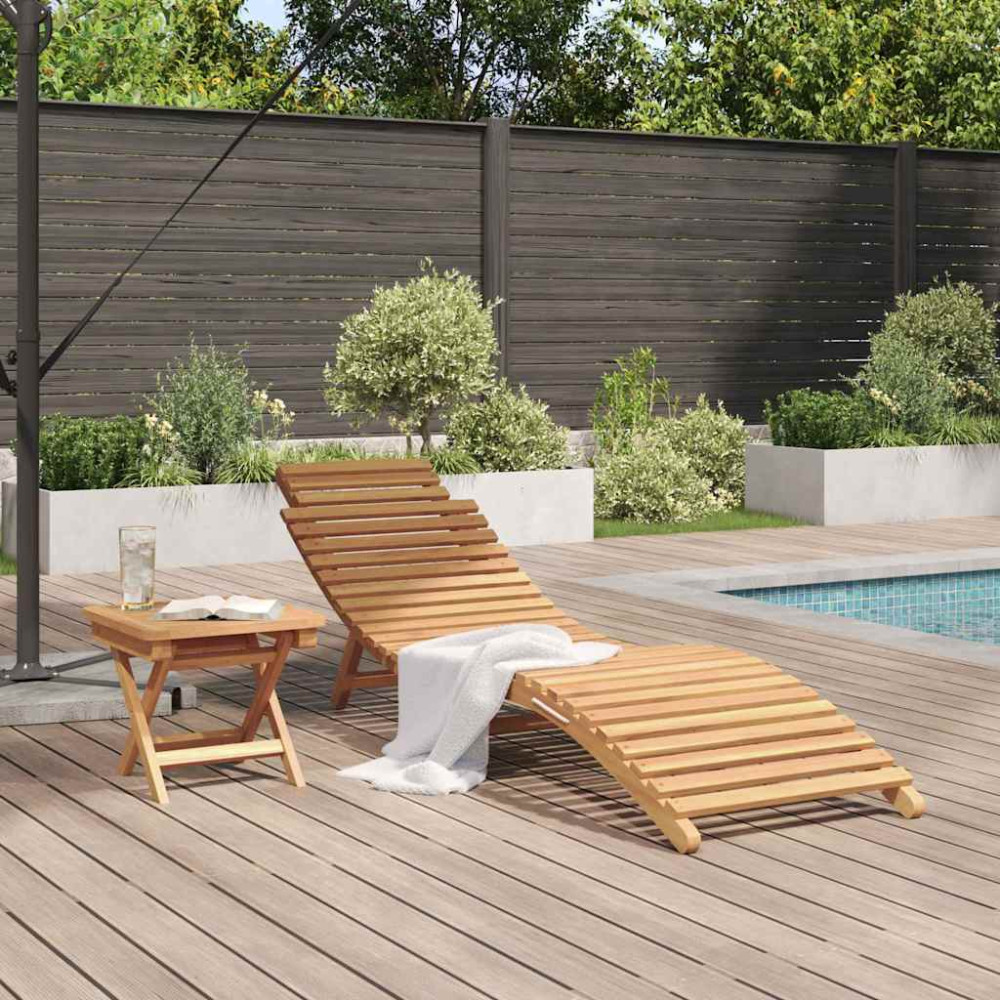 Produktbild för Solstol 2 pcs Brun 198 x 55 x 58,5 cm Massivt teakträ