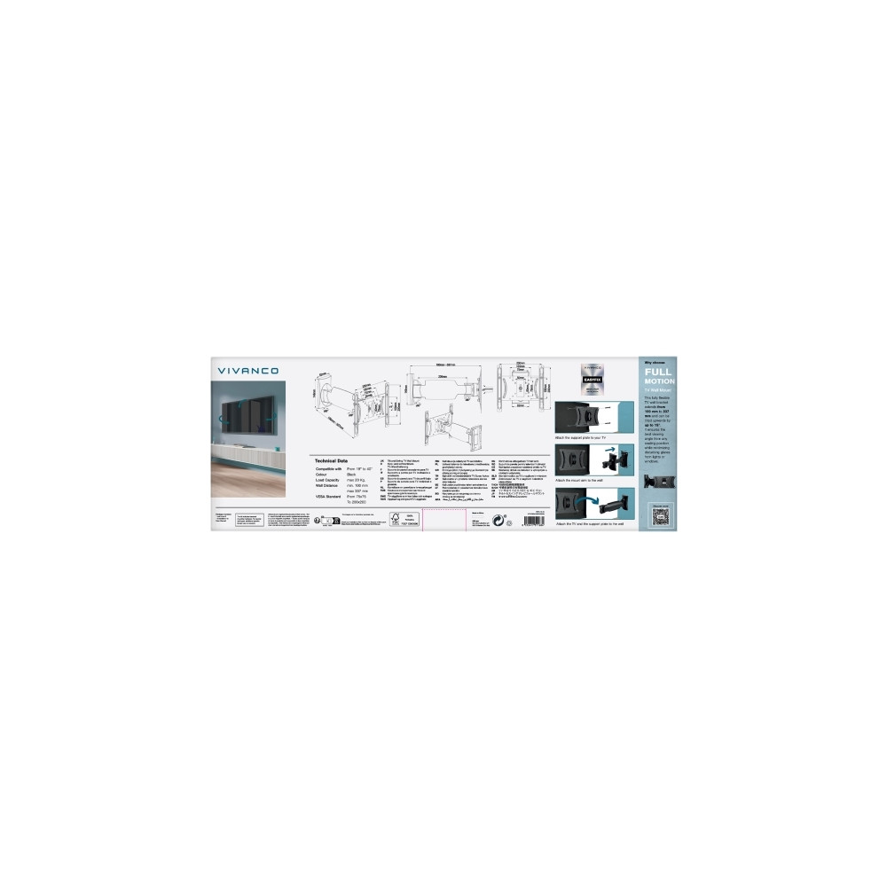 Produktbild för Vivanco VVTVFMO40IN20KGSING, 48,3 cm (19"), 101,6 cm (40"),...