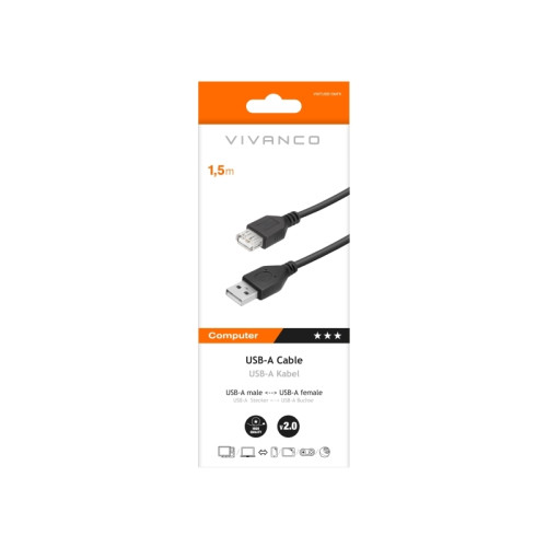 Vivanco Vivanco höghastighets USB-A hane till hona-kabel för dataöve...