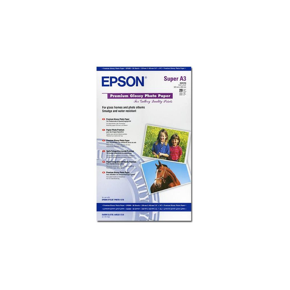 Produktbild för Epson Premium - fotopapper - blank - 20 ark - Super A3/B - 255 g/m²
