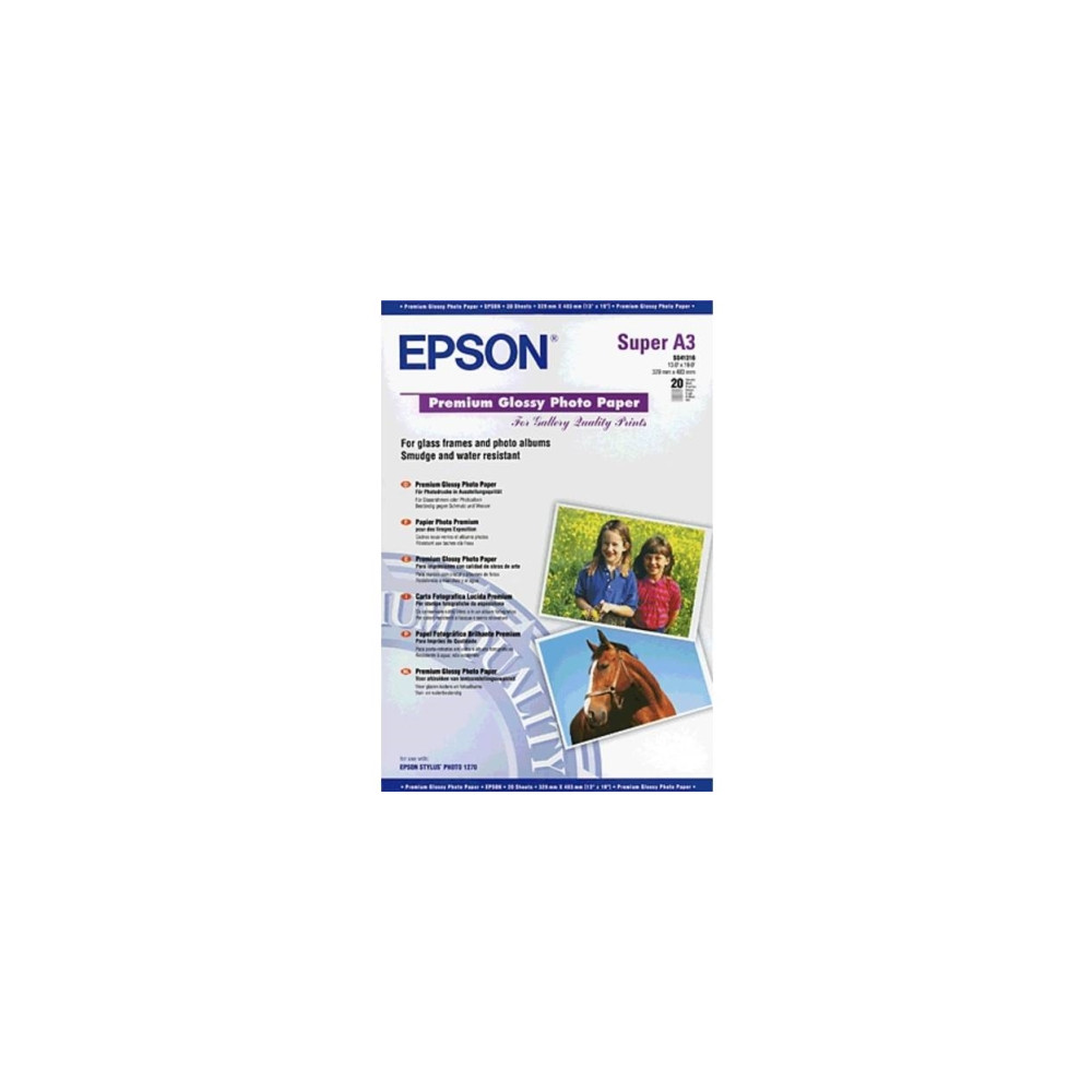 Produktbild för Epson Premium - fotopapper - blank - 20 ark - Super A3/B - 255 g/m²