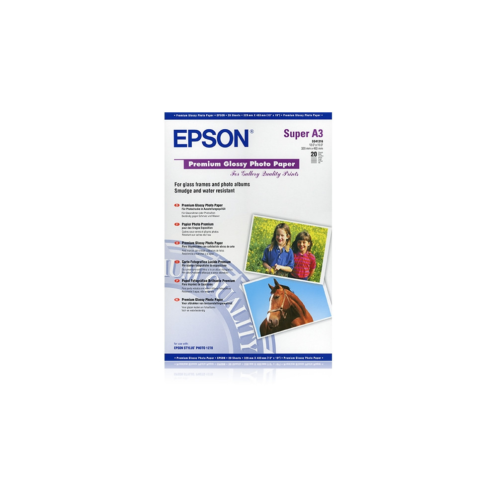 Produktbild för Epson Premium - fotopapper - blank - 20 ark - Super A3/B - 255 g/m²