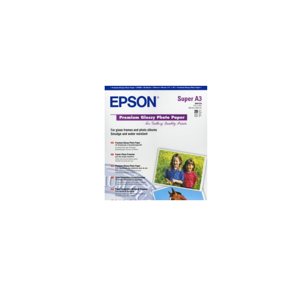 Produktbild för Epson Premium - fotopapper - blank - 20 ark - Super A3/B - 255 g/m²
