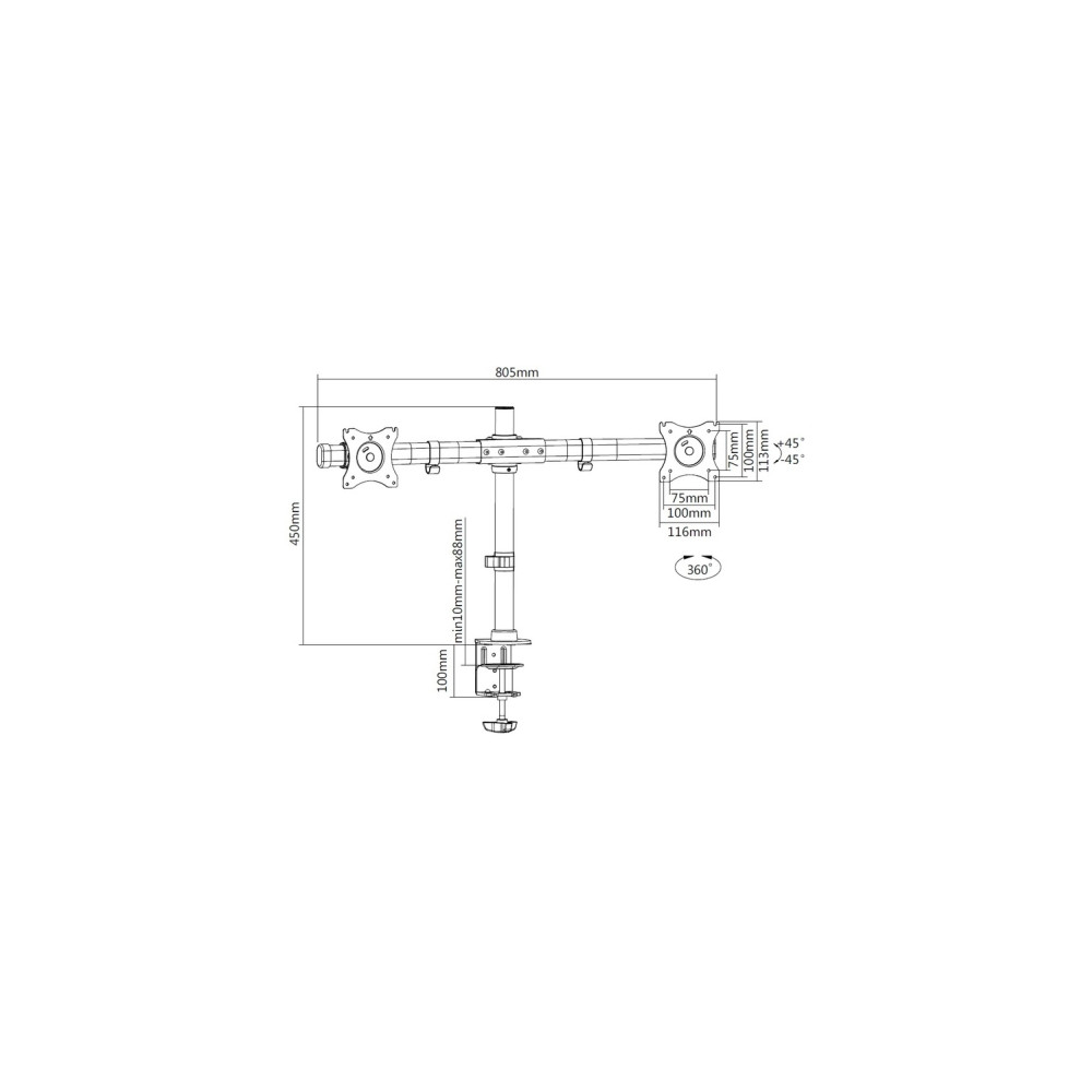 Produktbild för Multibrackets M Deskmount Basic Dual monteringssats - för 2 LCD-bildskärmar - svart
