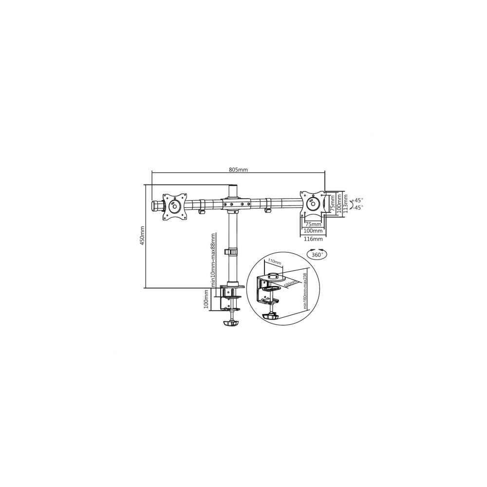 Produktbild för Multibrackets M Deskmount Basic Dual monteringssats - för 2 LCD-bildskärmar - svart