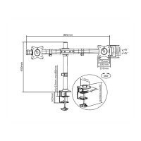 Produktbild för Multibrackets M Deskmount Basic Dual monteringssats - för 2 LCD-bildskärmar - svart