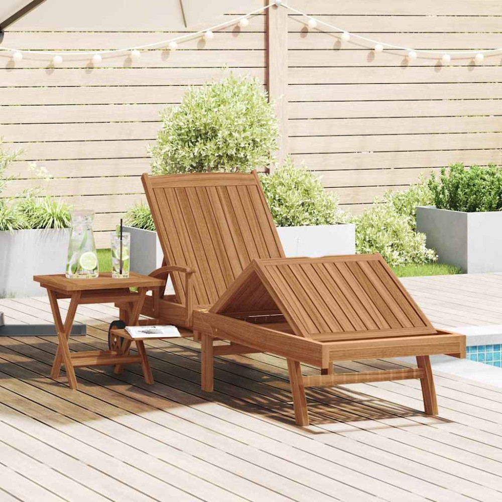 Produktbild för Solsäng 2 pcs Massivt teakträ Brun