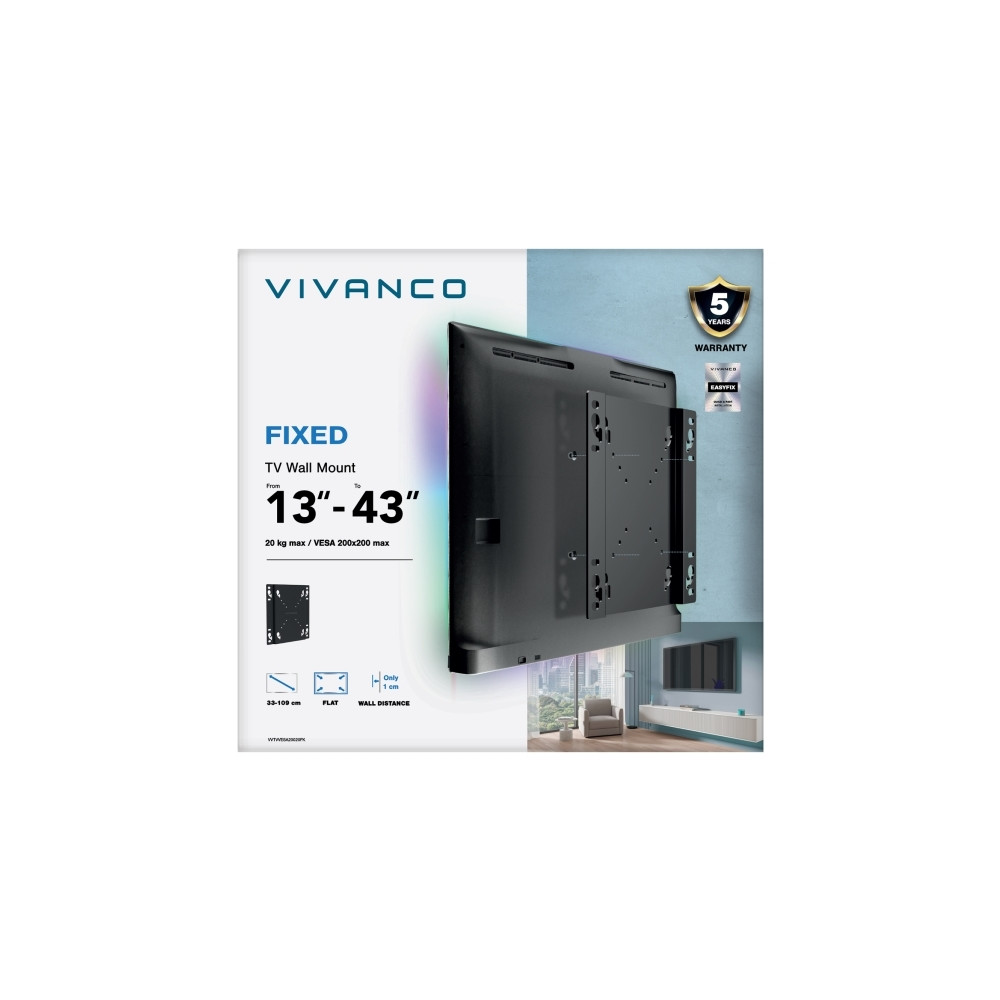 Produktbild för Vivanco VVTVVESA20020FK, 109,2 cm (43"), 20 kg, 50 x 50 mm,...