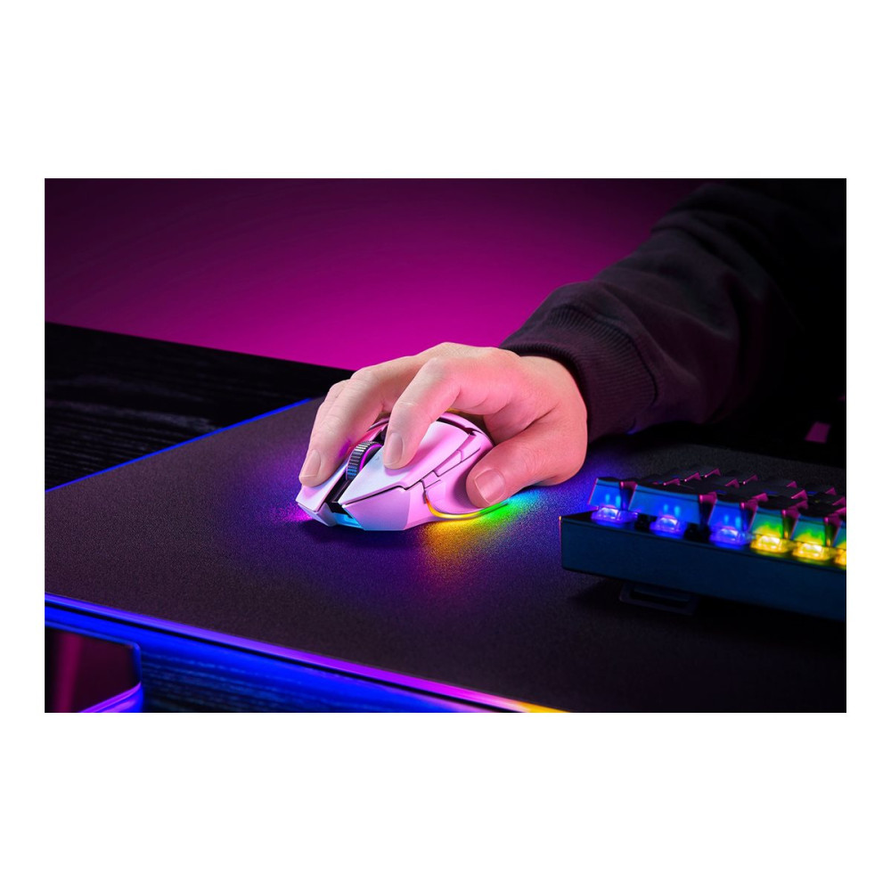 Produktbild för Razer Basilisk V3 pro 35K - mus - Bluetooth, USB-C, 2.4 GHz - vit