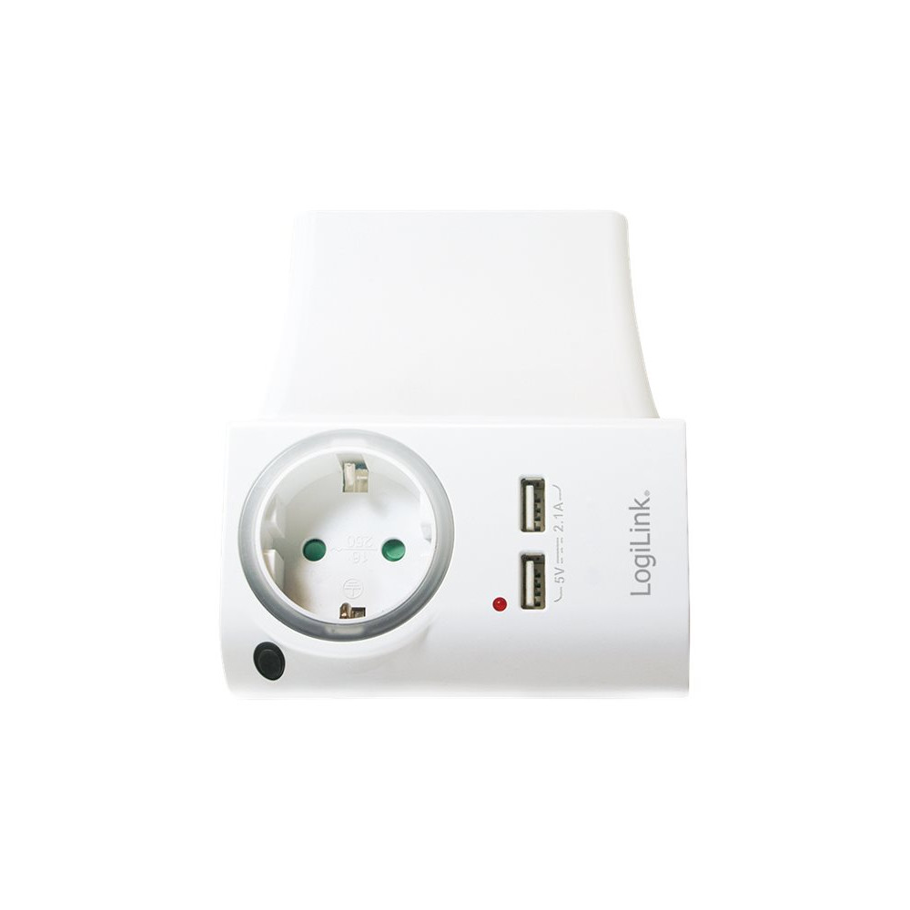 Produktbild för LogiLink 4 in 1 Socket strömadapter - CEE 7/4, 2 x USB