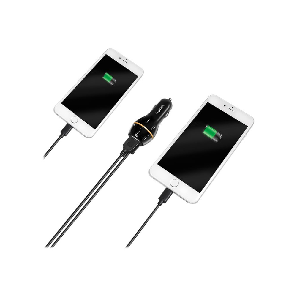 Produktbild för LogiLink strömadapter för bil - 2 x USB - 19.5 watt