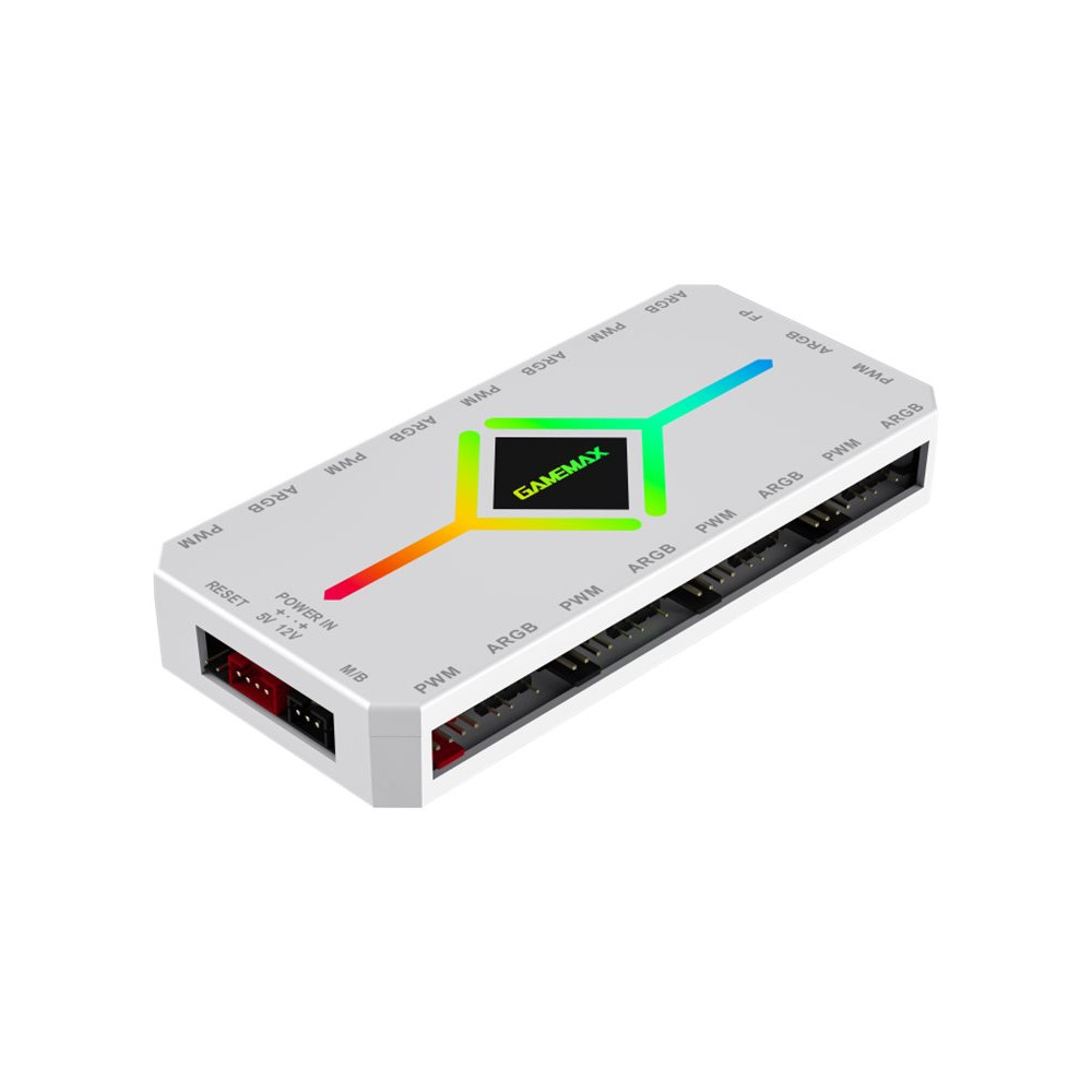 Produktbild för GameMax V4.0 ARGB HUB PWM WH - systemfläktnav