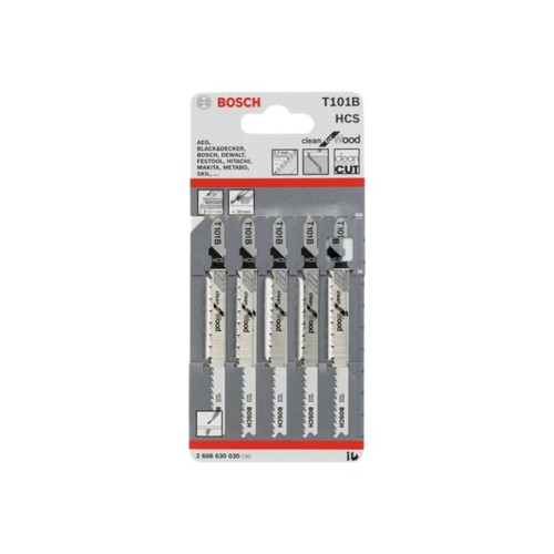 Bosch Powertools Bosch clean for Wood T 101 B - sågblad - för mjuka träslag, spånskiva, plywood, plast, epoxi - 5 delar
